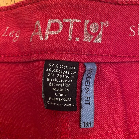 Apt 9 straight leg modem fit red denim jeans 18R pin up Swiftie Red classic - Picture 12 of 12